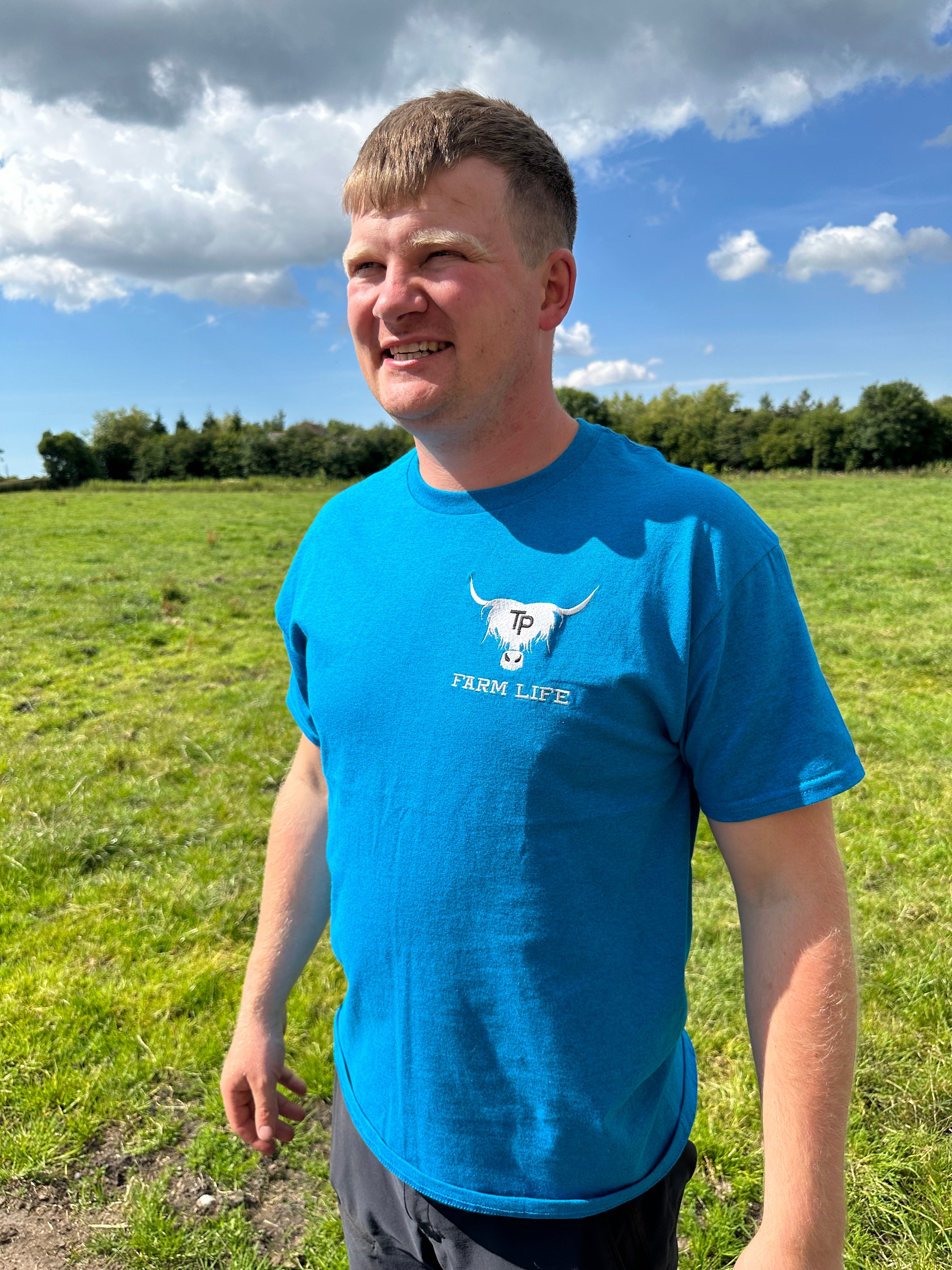 Blue Embroidered T Shirt