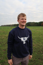 Load image into Gallery viewer, Navy Sweatshirt (Cow Logo)

