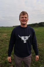 Load image into Gallery viewer, Navy Sweatshirt (Cow Logo)
